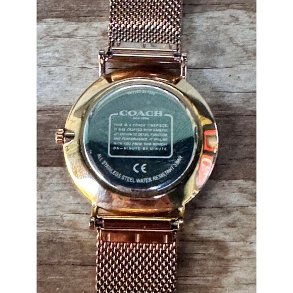 Coach Womens Rose Gold Mesh Watch With Elegant White Dial & Minimalist Design - Picture 5 of 8